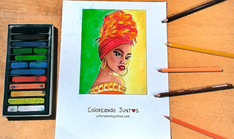 Dessin d’Africaine colorié par Colorions Ensemble