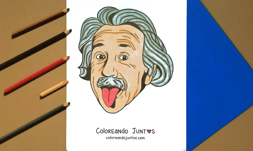 Dessin d'Albert Einstein colorié par Colorions Ensemble