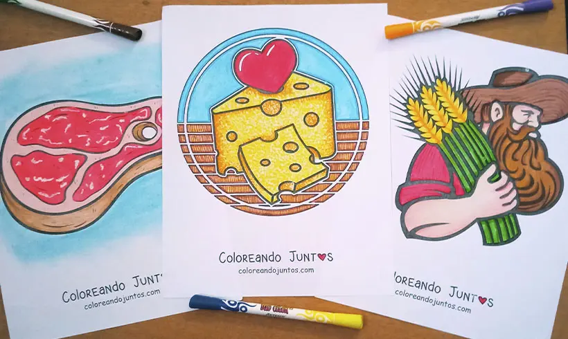 Coloriages d'aliments réalisés par Colorions Ensemble