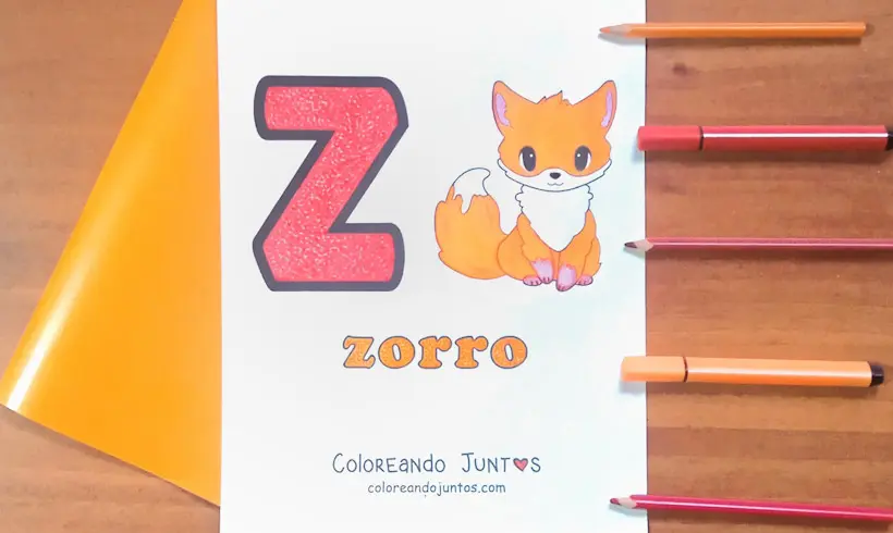 Coloriage du Z de l’alphabet des animaux colorié par Colorions Ensemble