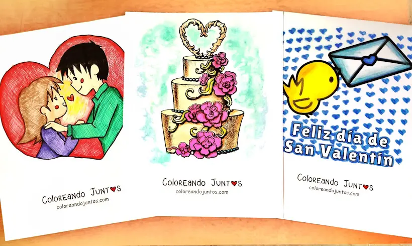Coloriages d’amour et d’amitié coloriés par Colorions Ensemble