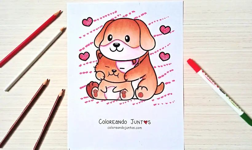 Dessin d'amour kawaii colorié par Colorions Ensemble