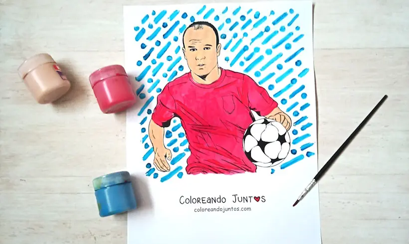 Dessin d’Andrés Iniesta colorié par Colorions Ensemble