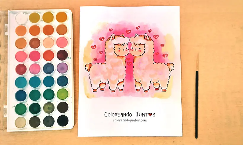 Dessin d’animaux amoureux colorié par Colorions Ensemble
