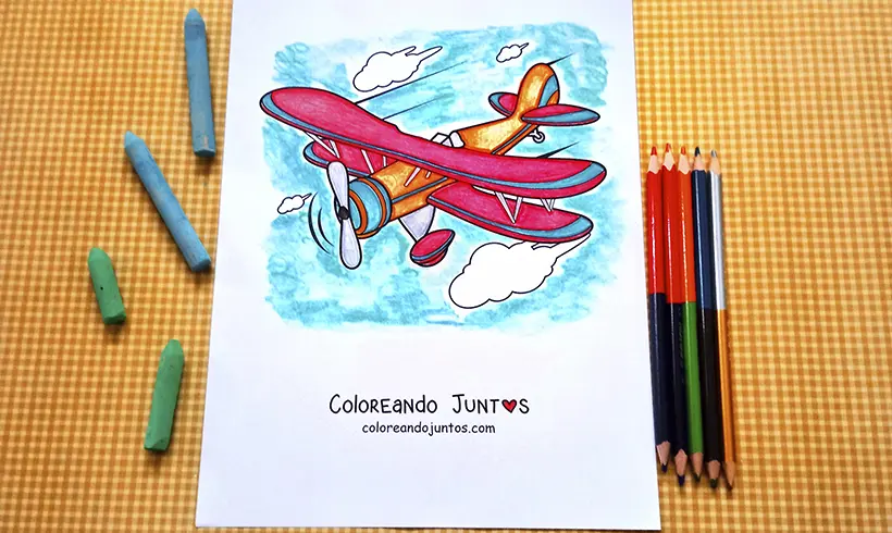 Dessin d'avion colorié par Colorions Ensemble