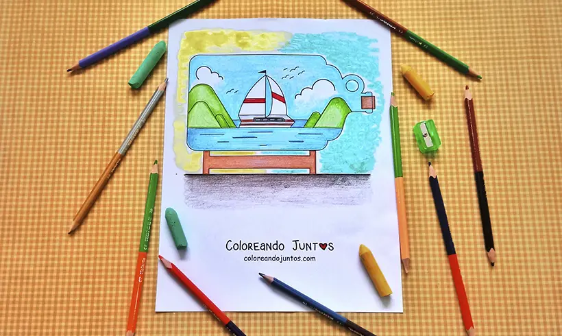 Dessin de bateau colorié par Colorions Ensemble