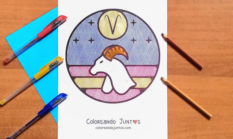Dessin du signe Bélier colorié par Colorions Ensemble