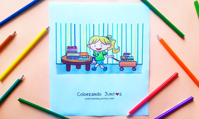 Dessin de bibliothèque colorié par Colorions Ensemble