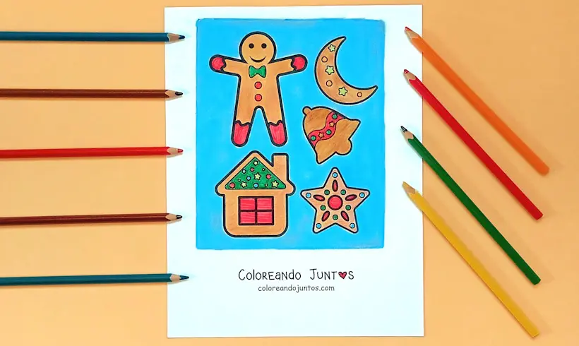 Dessin de biscuits de Noël coloriés par Colorions Ensemble