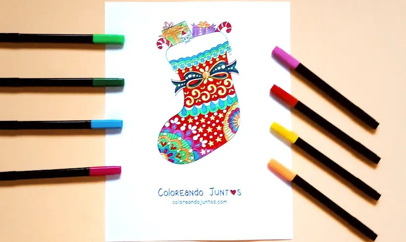 Dessin de botte de Noël coloriée par Colorions Ensemble