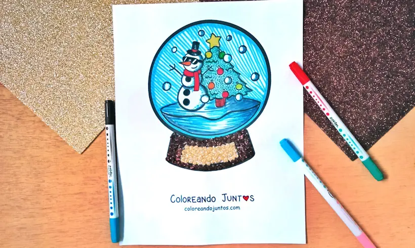 Dessin de boule à neige colorié par Colorions Ensemble