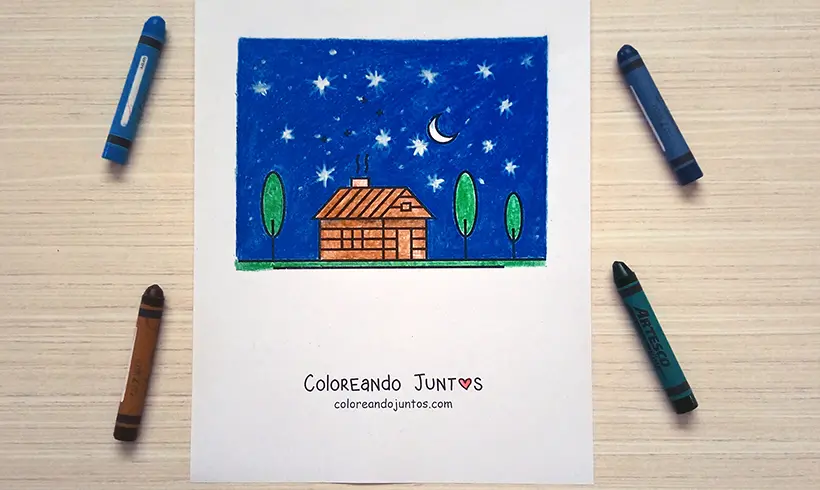Dessin de cabane colorié par Colorions Ensemble