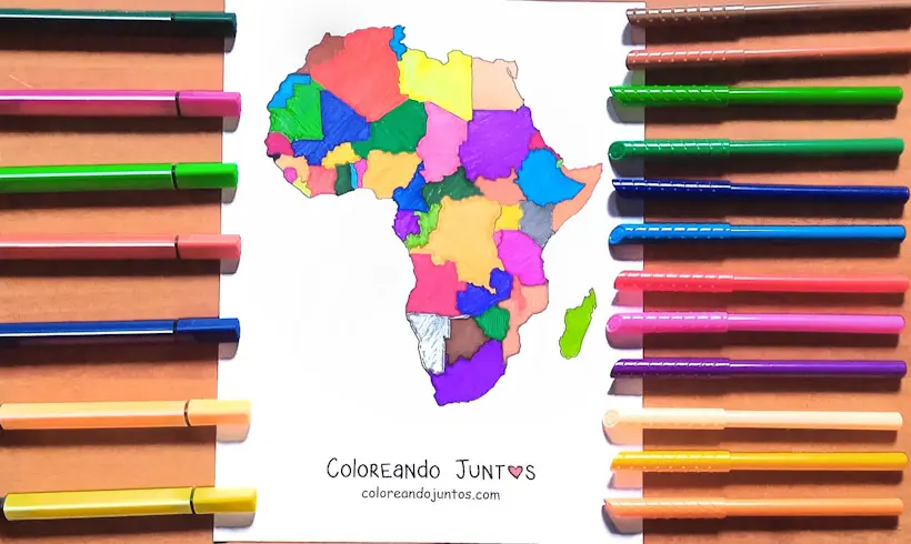 Dessin du continent africain colorié par Colorions Ensemble