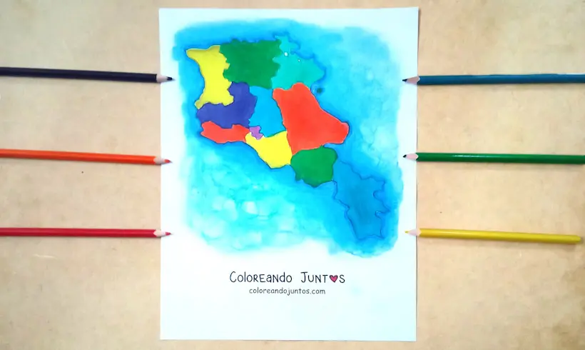 Dessin de la carte d’un pays asiatique colorié par Colorions Ensemble