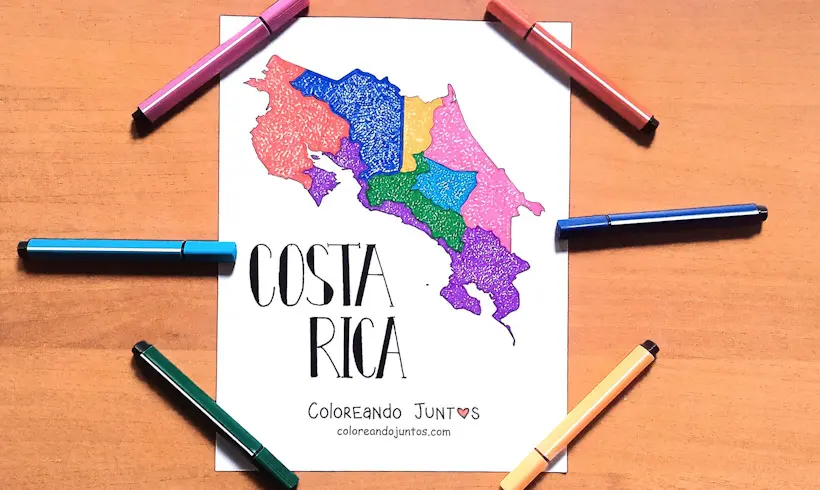 Dessin de la carte d'un pays d'Amérique colorié par Colorions Ensemble