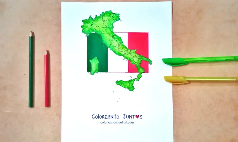 Dessin de la carte d'un pays européen colorié par Colorions Ensemble
