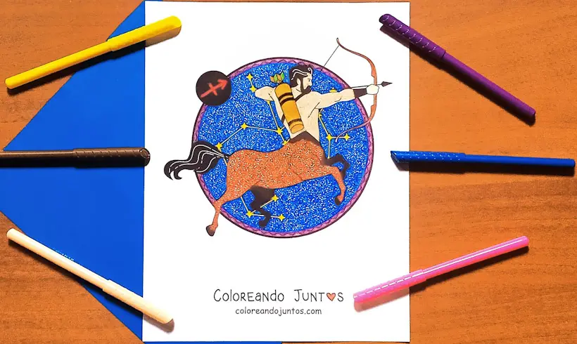 Coloriage d'un centaure réalisé par Colorions Ensemble