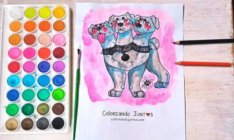 Dessin de Cerbère colorié par Colorions Ensemble