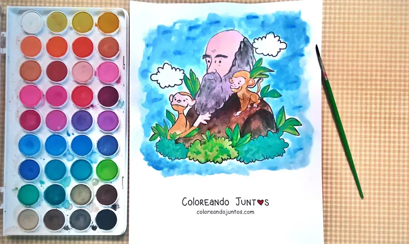 Coloriage de Charles Darwin colorié par Colorions Ensemble