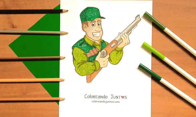 Dessin d'un chasseur colorié par Colorions Ensemble