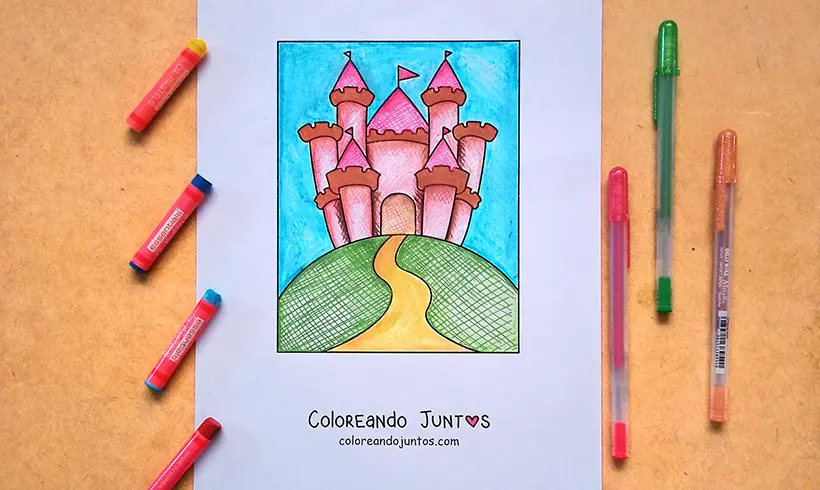 Dessin de château colorié par Colorions Ensemble