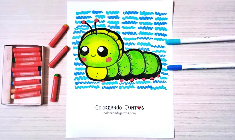 Dessin d'une chenille colorié par Colorions Ensemble