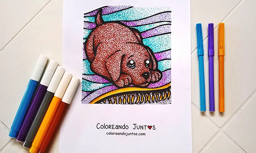 Dessin de chien colorié par Colorions Ensemble