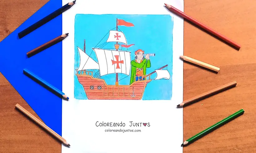 Dessin de Christophe Colomb colorié par Colorions Ensemble