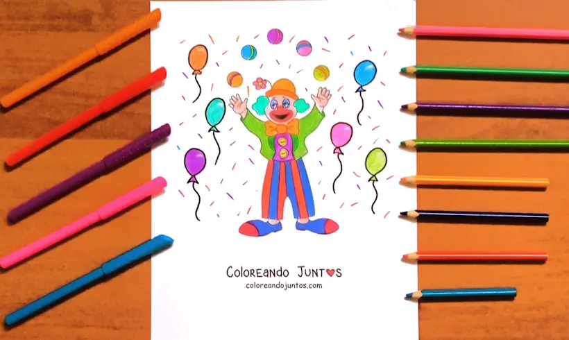 Dessin d'un clown de cirque colorié par Colorions Ensemble