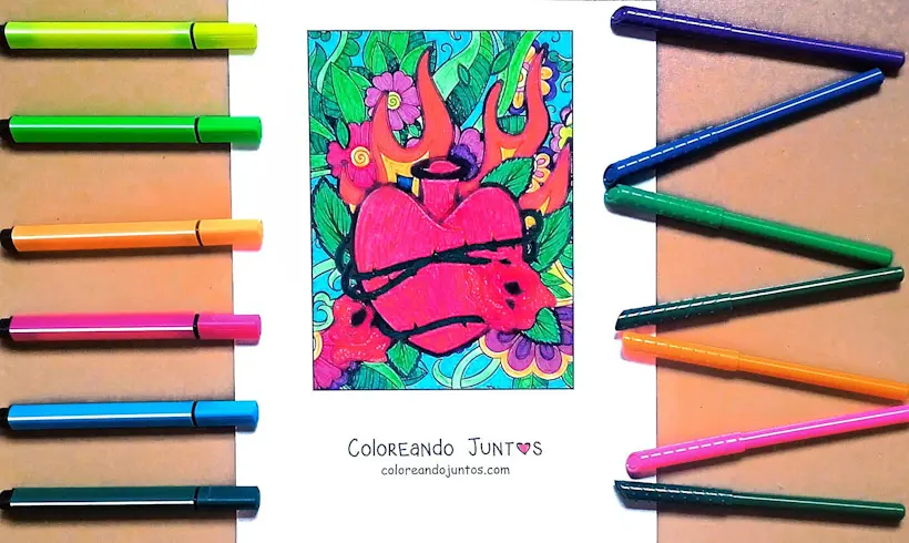 Dessin d’un cœur colorié par Colorions Ensemble