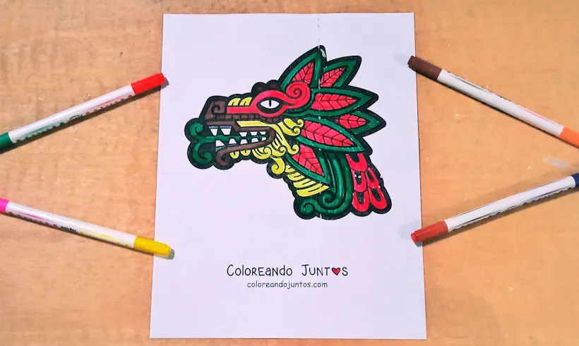 Dessin de culture aztèque colorié par Colorions Ensemble