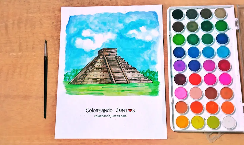 Dessin de culture maya colorié par Colorions Ensemble