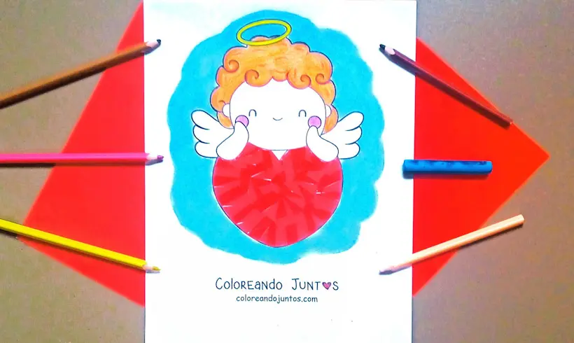 Dessin de Cupidon colorié par Colorions Ensemble