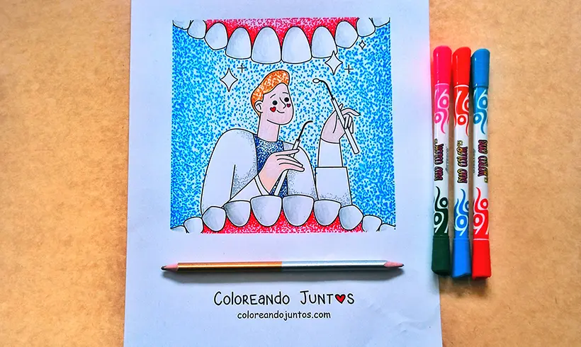 Dessin de dentiste colorié par Colorions Ensemble