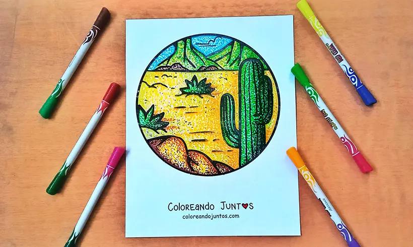 Dessin de désert colorié par Colorions Ensemble