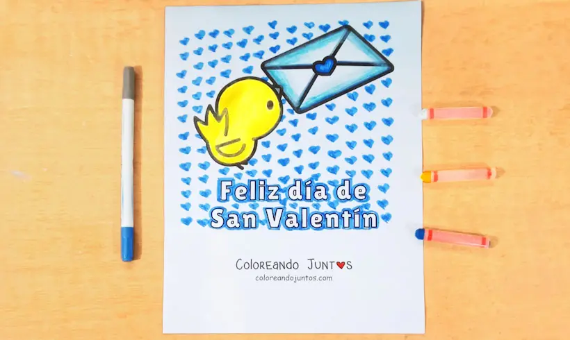 Dessin d’amour avec une phrase colorié par Colorions Ensemble