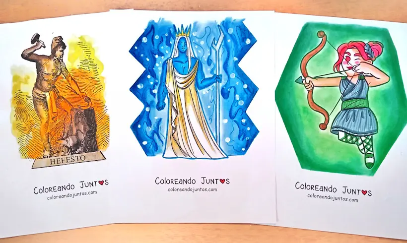 Coloriages des dieux grecs réalisés par Colorions Ensemble