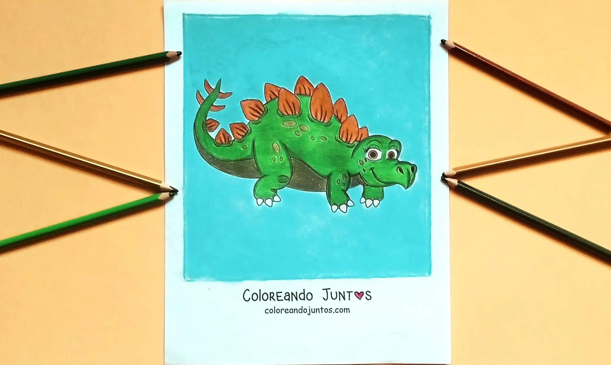 Dessin de dinosaure terrestre colorié par Colorions Ensemble