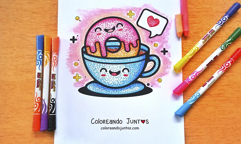 Dessin de donut colorié par Colorions Ensemble