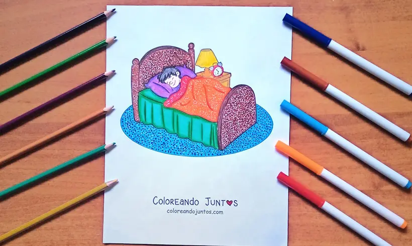Dessin d’un enfant qui dort colorié par Colorions Ensemble
