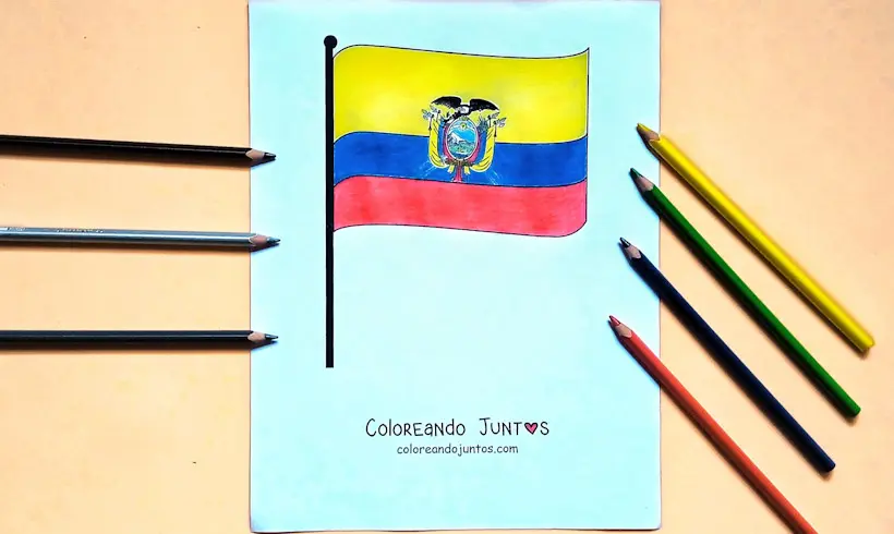 Dessin du drapeau de l'Équateur colorié par Colorions Ensemble
