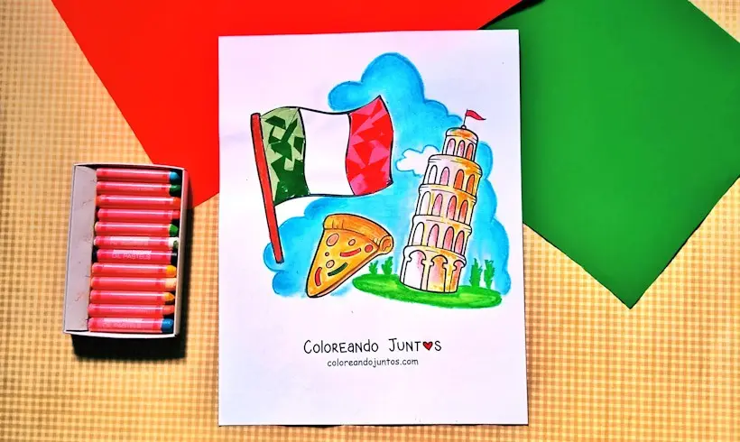 Dessin du drapeau de l’Italie colorié par Colorions Ensemble