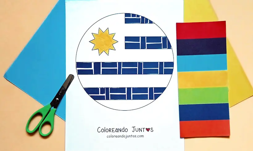 Dessin du drapeau de l'Uruguay colorié par Colorions Ensemble