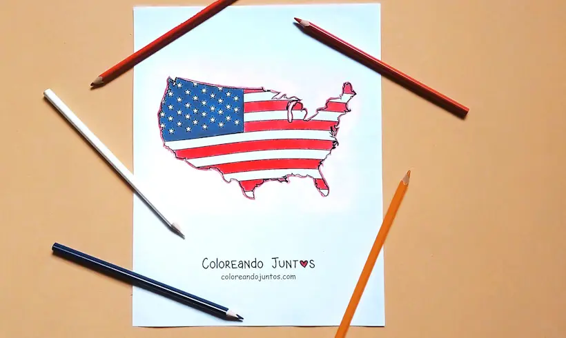 Dessin du drapeau des États-Unis colorié par Colorions Ensemble