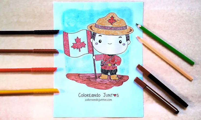 Dessin du drapeau du Canada colorié par Colorions Ensemble