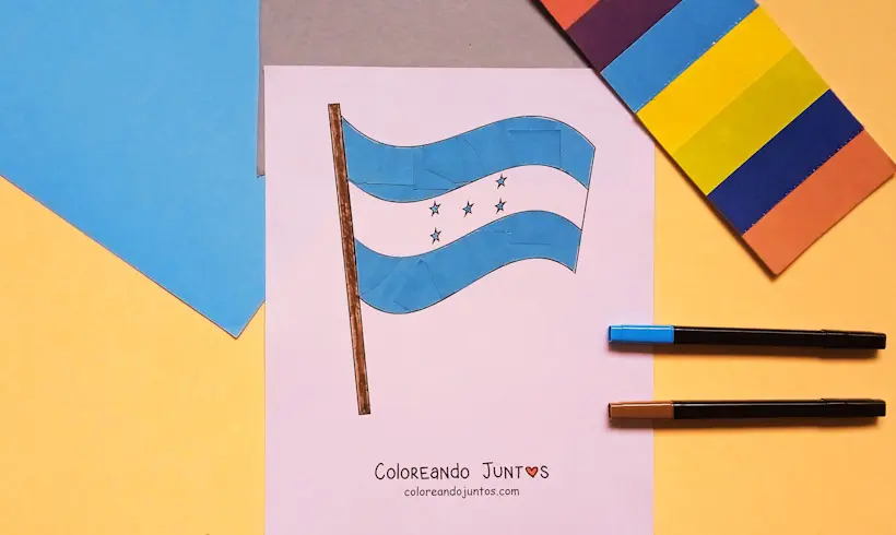Dessin du drapeau du Honduras colorié par Colorions Ensemble