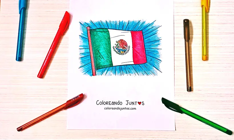 Dessin du drapeau du Mexique colorié par Colorions Ensemble