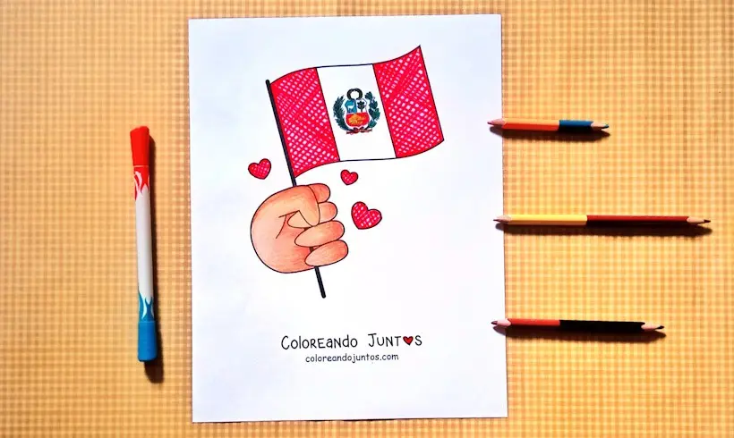 Dessin du drapeau du Pérou colorié par Colorions Ensemble
