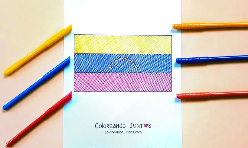 Dessin du drapeau du Venezuela colorié par Colorions Ensemble