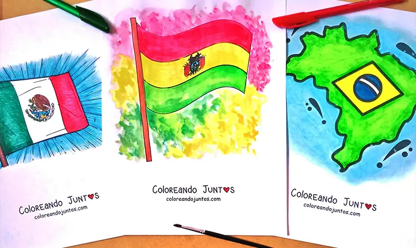 Coloriages de drapeaux réalisés par Colorions Ensemble